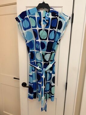 EUC LESLEY EVERS ELAINE DRESS SIZE XL SEAGLASS BLUE MOD DRESS